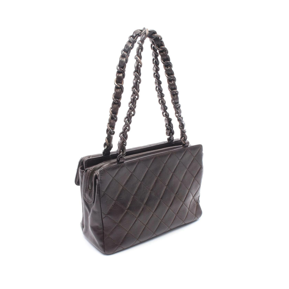 Chanel Matelasse Brown Leather Lambskin Tote Chain Bag Brown